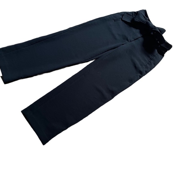 WILFRED / ARITZIA BLACK TIE FRONT HIGH WAISTED BELTED TROUSER PANT SIZE 0 - Picture 3 of 13